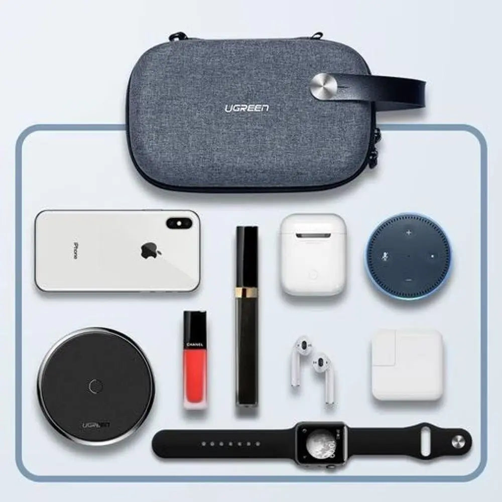 Estuche Organizador De Cables Memorias Discos Viaje Ugreen Gris Oscuro