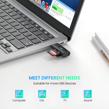 Lectora De Tarjeta - 2 En 1 - Usb 3,0 - Sd + Tf Dual Ugreen Negro