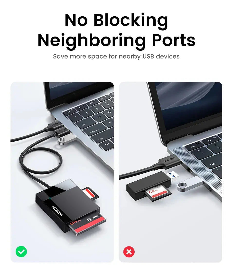 Hub Multipuerto 4 En 1 Lectora De Tarjetas 5gbps Ugreen Negro