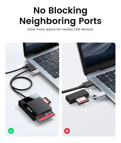Hub Multipuerto 4 En 1 Lectora De Tarjetas 5gbps Ugreen Negro