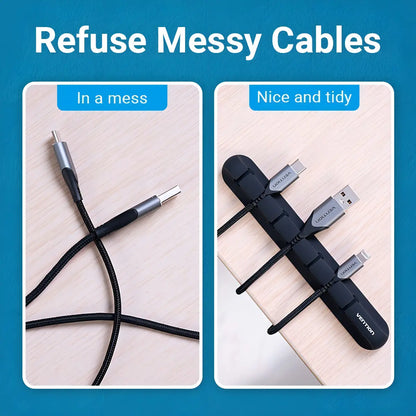 Organizador De 3 Cables Escritorio Con Adhesivo 3m Vention Negro