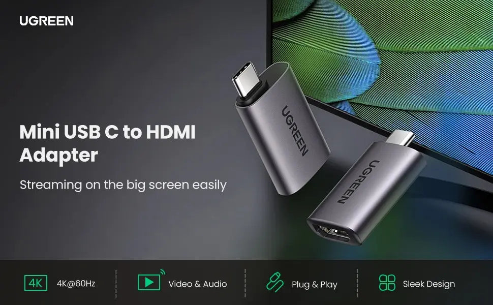 Adaptador Usb C A Hdmi 4k 60hz Pc Mac Celular Ugreen Gray