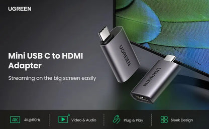 Adaptador Usb C A Hdmi 4k 60hz Pc Mac Celular Ugreen Gray