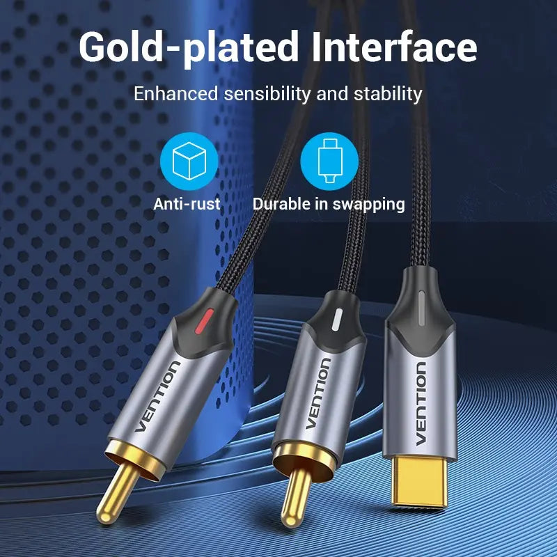 Cable De Audio Usb Tipo C Macho A Rca Macho 3m Vention