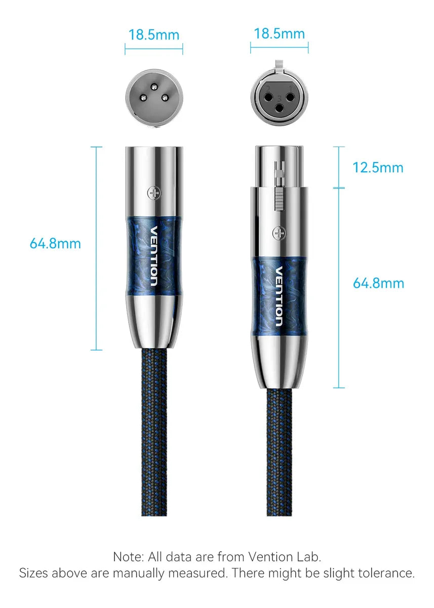Cable Xlr Macho Hembra Canon Vention 3 Metros Hifi Microfono