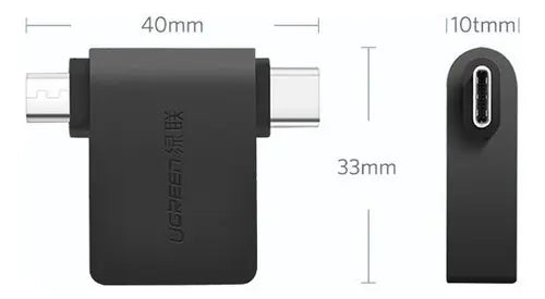 Adaptador Otg 2 En 1 Micro Usb Y Usb C A Usb Hembra Ugreen Negro