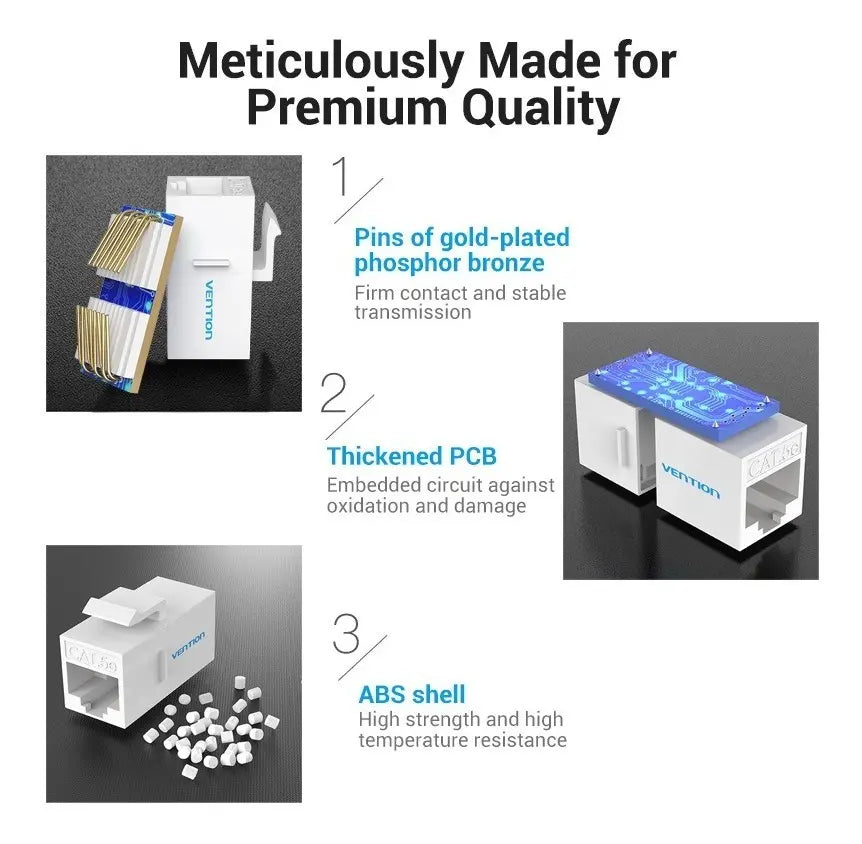 Adaptador Premium 5u Union Cat6 Ficha Rj45 Hembra Utp Vention