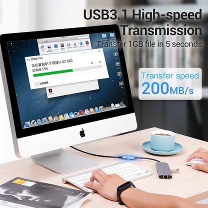 Cable Extensor Usb C 0,5 M Algodon Mallado Vention Negro