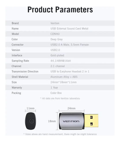Adaptador Tarjeta De Audio Externo Usb Jack 3,5 Ctia Vention