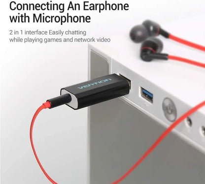 Tarjeta Sonido Externa Usb Jack 3,5 Audio 4 Polos Vention