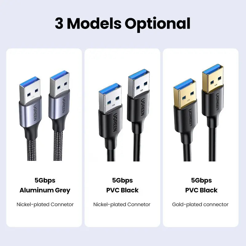 Cable De Carga Y Datos Premium Usb A Usb 3,0 1m Ugreen Negro