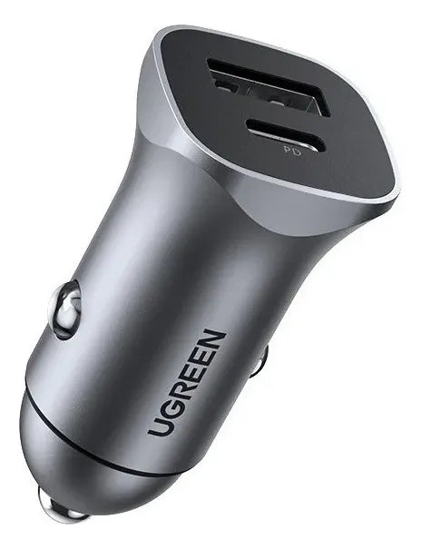 Cargador Para Auto Doble Usb 3,0 Usb C 24w Ugreen Plateado