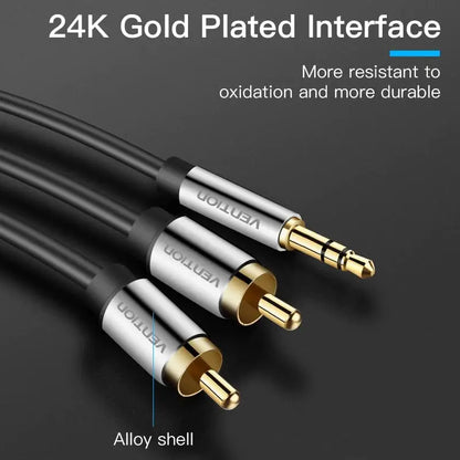 Cable Audio Auxiliar Jack 3,5mm A 2 Rca Macho 2 M Vention
