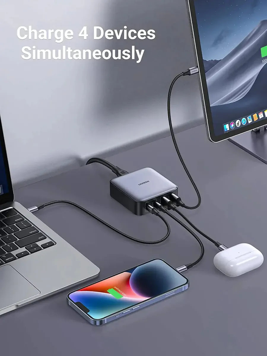 Cargador Usb C Nexode 65w Gan 4 Puertos Carga Rpida Ugreen Plateado