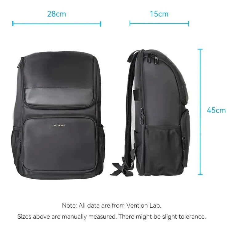 Mochila Porta Notebook Y Laptop 15,6 19 Litros Vention Negro Liso