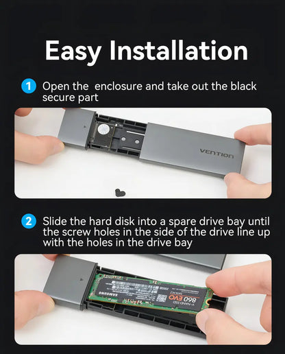 Carry Disk Ssd M2 Ngff Usb-c 3,1 Gen 2 Aluminio Gris Vention