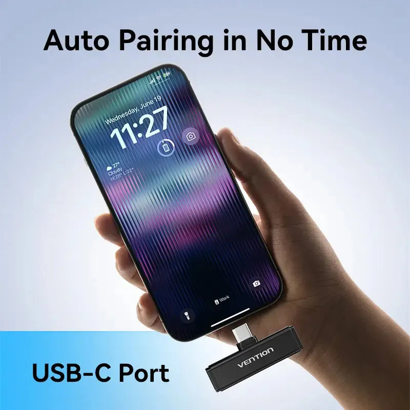 Microfono Corbatero X2 Usb C Lavalier Inalambrico Vention Negro