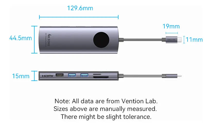 Hub Docking 10 En 1 Usb C Monitor Extendido Mst Vention Gris Oscuro