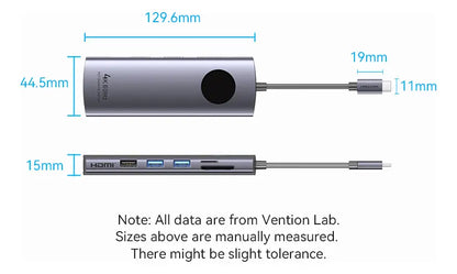 Hub Docking 10 En 1 Usb C Monitor Extendido Mst Vention Gris Oscuro