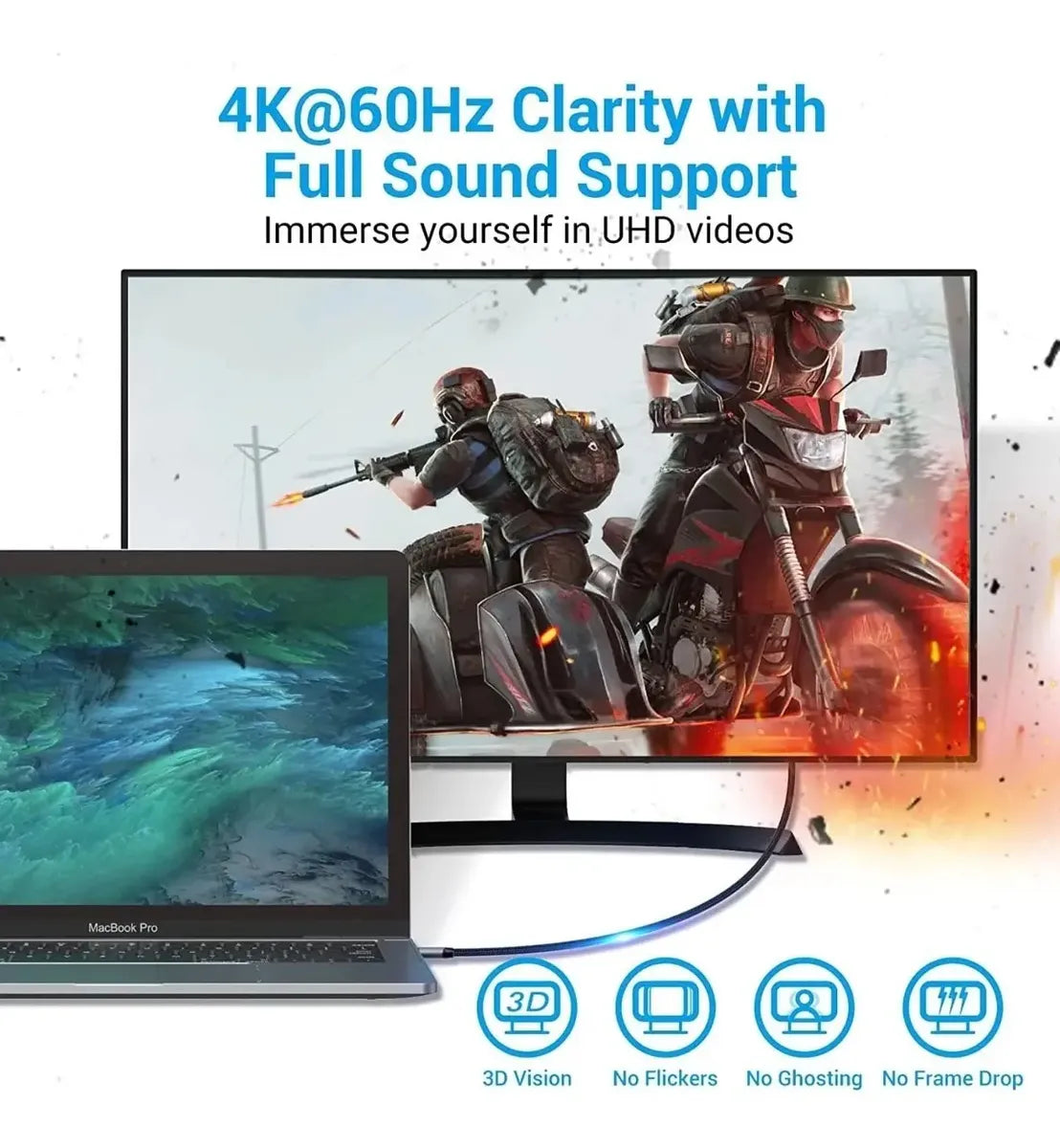 Cable Adaptador Usb-c A Hdmi 1,5m Trenzado 4k 60hz Vention Negro