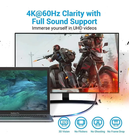 Cable Adaptador Usb-c A Hdmi 1,5m Trenzado 4k 60hz Vention Negro