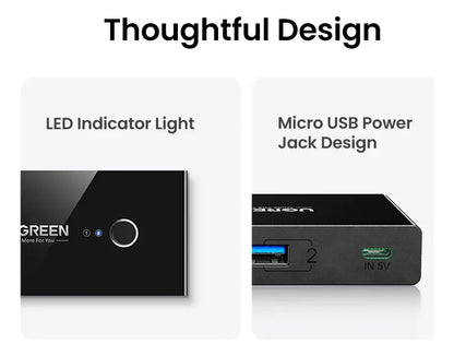 Switch Conmutador Kvm Para Compartir 4 Usb 3,0 2 Pc Ugreen