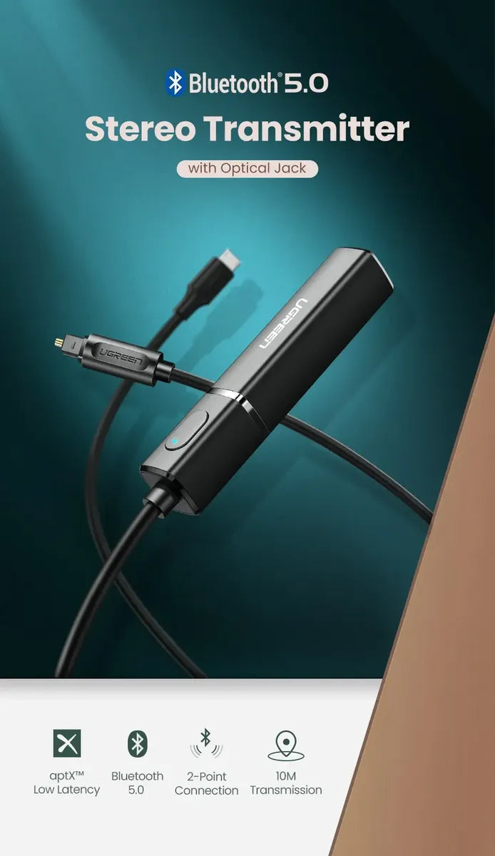 Emisor Transmisor Bluetooth 5,0 Cable Optico Audio Ugreen