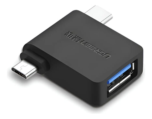 Adaptador Otg 2 En 1 Micro Usb Y Usb C A Usb Hembra Ugreen Negro