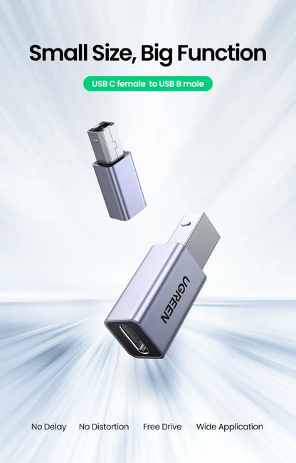 Adaptador Usb C Hembra A Usb Para Impresora Aluminio Ugreen Plateado