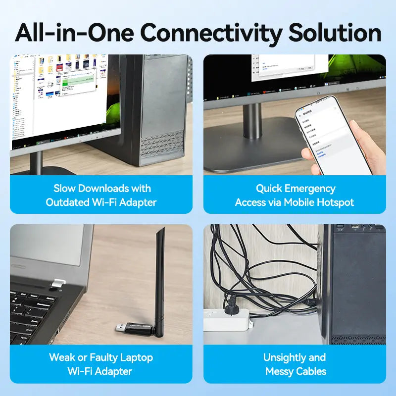 Adaptador Antena Wifi Usb Receptor Inalambrico Vention Kdvb0