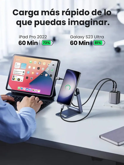 Cable Usb Tipo C Carga Rapida 60w Trenzado 1 Metro Ugreen Gris