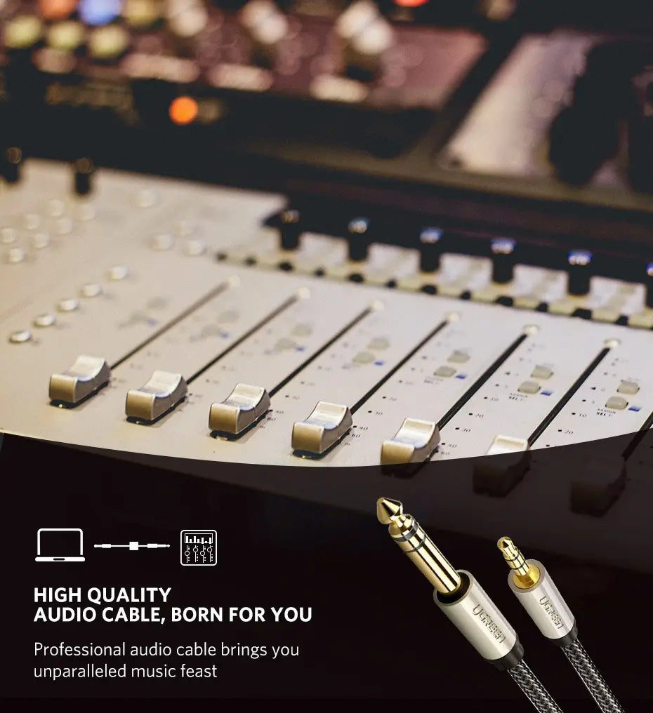 Cable De Audio Stereo Aux 3,5 A 6,5 Macho Gris 1m Ugreen