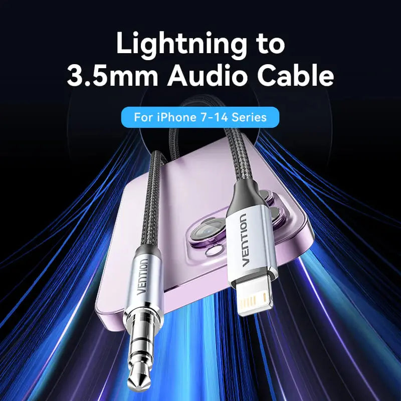Adaptador Para iPhone A Auxiliar Jack 3,5mm 1,5m Vention Gris