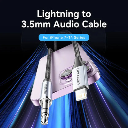 Adaptador Para iPhone A Auxiliar Jack 3,5mm 1,5m Vention Gris