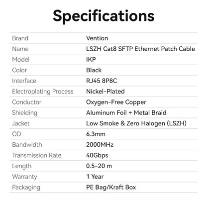 Cable De Red Cat8 Rj45 Sftp Lszh Gamer 0,5 Metros Vention