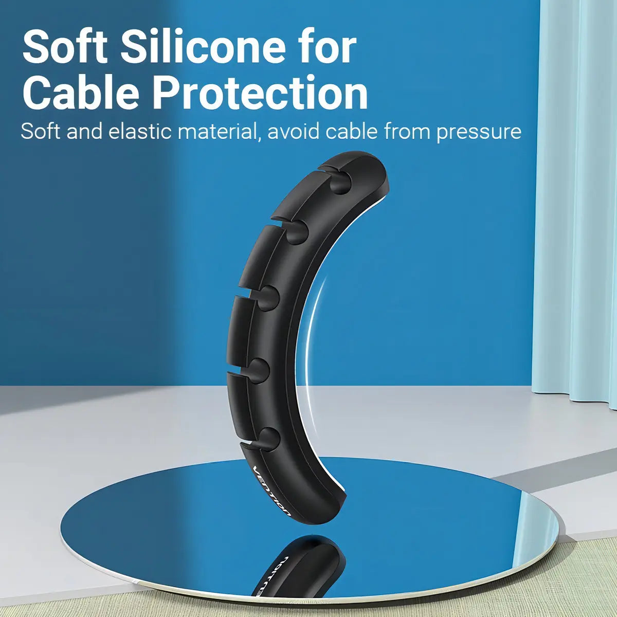Organizador De 7 Cables Escritorio Con Adhesivo 3m Vention Negro