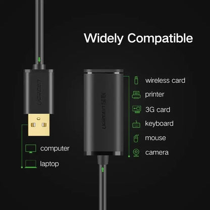 Cable Extensión Usb Hembra 2,0 Amplificador Señal 10m Ugreen Negro