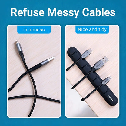 Organizador De 7 Cables Escritorio Con Adhesivo 3m Vention Negro