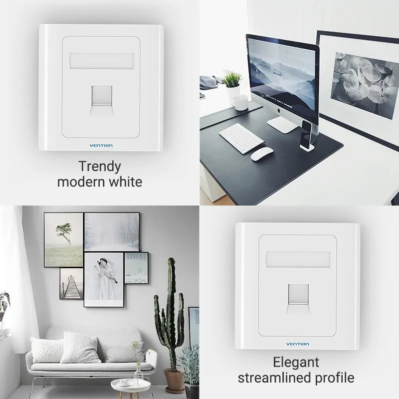 Faceplate Premium Frente 1 Puerto Tapa Bastidor Rj45 Vention Blanco