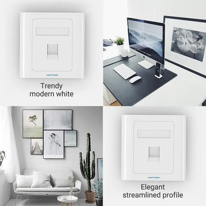 Faceplate Premium Frente 1 Puerto Tapa Bastidor Rj45 Vention Blanco