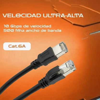 Cable De Red Evox Cat6a 50 Cm Negro Patch Cord Rj45 Internet