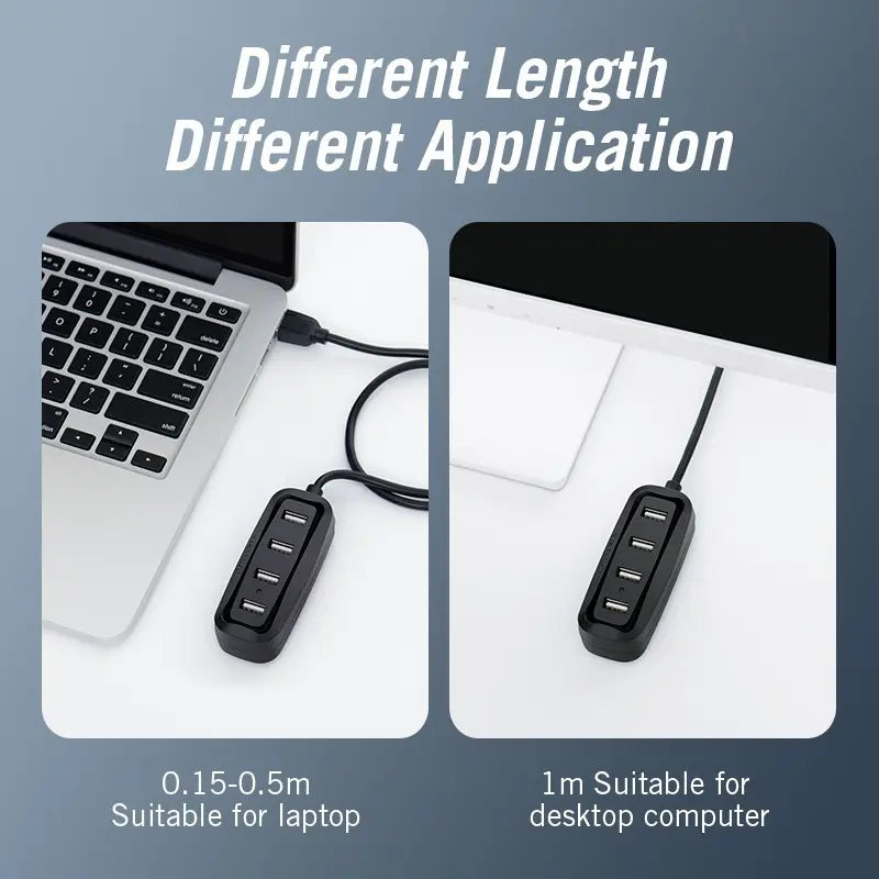 Hub Premium Usb 4 Puertos 2,0 Con Cable 0,5 M Vention Negro