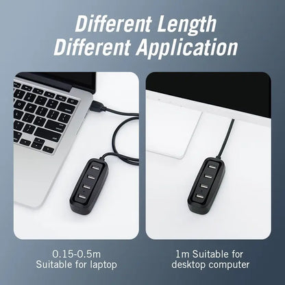 Hub Premium Usb 4 Puertos 2,0 Con Cable 0,5 M Vention Negro