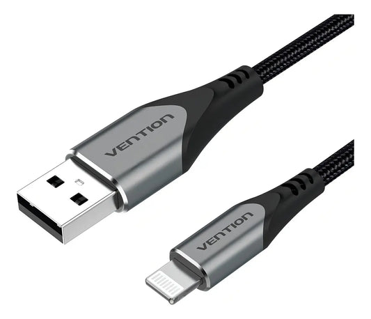 Cable Usb 2,0 A Lightning Mfi 2,4a Trenzado 1,5 M Vention Negro