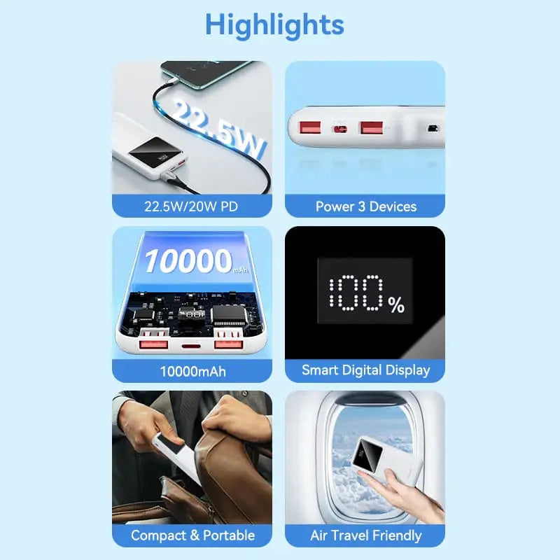 Power Bank Cargador Portatil 10000mah 3 Usb Bateria Vention