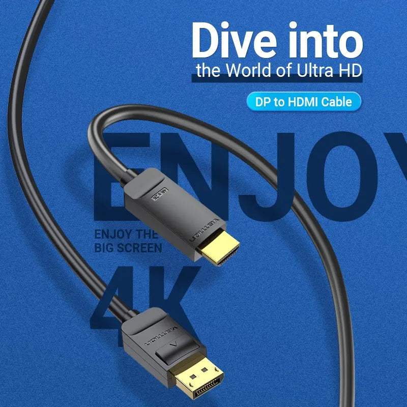Cable Display Port A Hdmi 2 Metros 4k 30hz Full Hd Vention