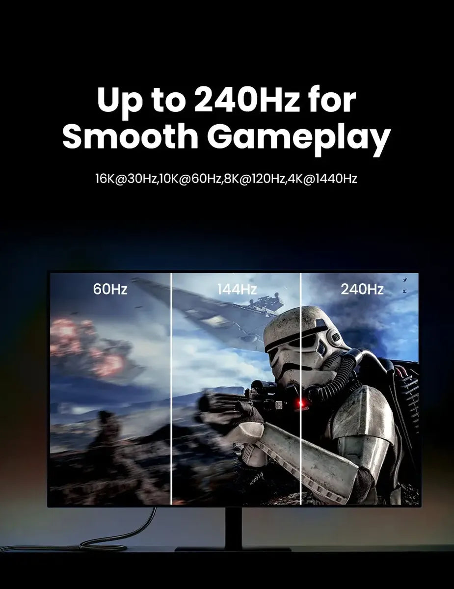 Cable Display Port 2,1 Premium 16k 240hz Hdr Gsync 2m Ugreen