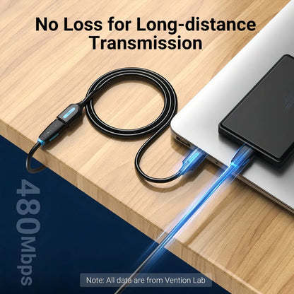 Extensor Usb 2,0 Alargue 0,5 Metro Macho A Hembra Vention Negro