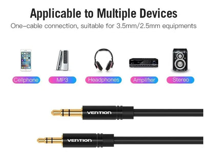 Cable Audio Auxiliar 0,5m Jack 3,5 Macho A Macho 2,5 Vention
