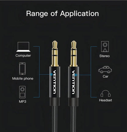 Cable Audio Auxiliar 1,5m Jack 3,5mm Macho A Macho Vention
